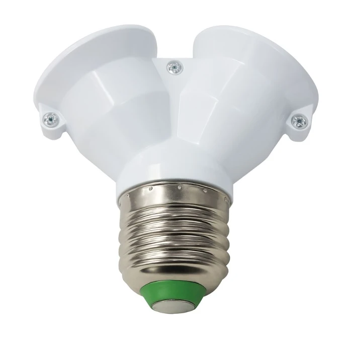 Adaptador Bocal 1xe27 Para 2xe27 Branco Sm Adaptador Bocal 1xe27 Para 2xe27 Branco Sm