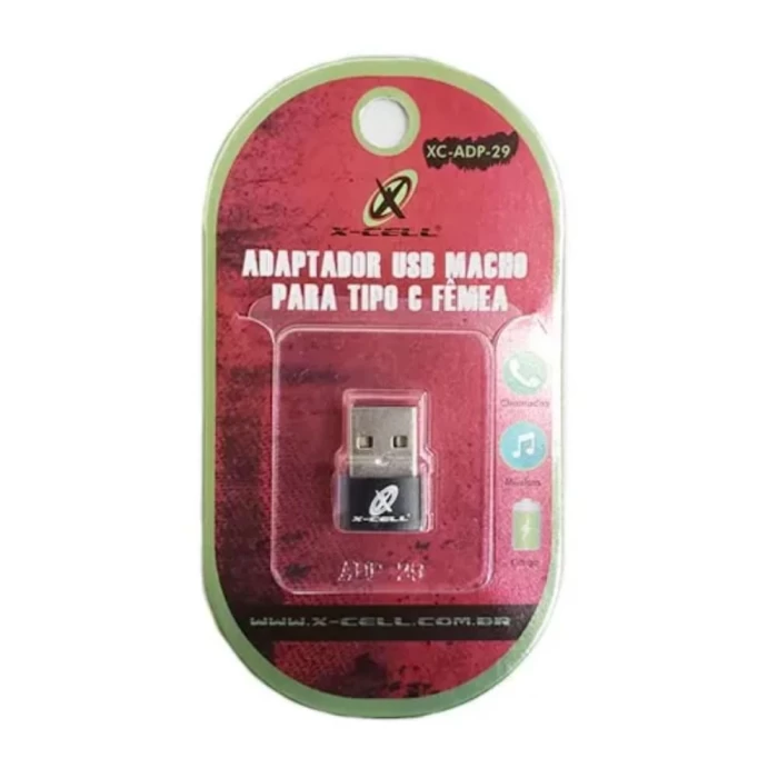 Adaptador Simples Usb Macho Para Tipo-C Fêmea X-Cell Novo