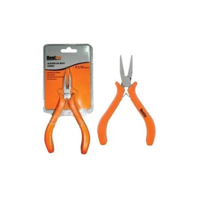 Alicate De Bico Chato 4 1/2 Poleadas Niquelado Bestfer Novo
