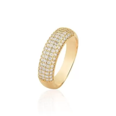 Anel Banhado Dourado Zirconia 5 Linha Tamanho 14