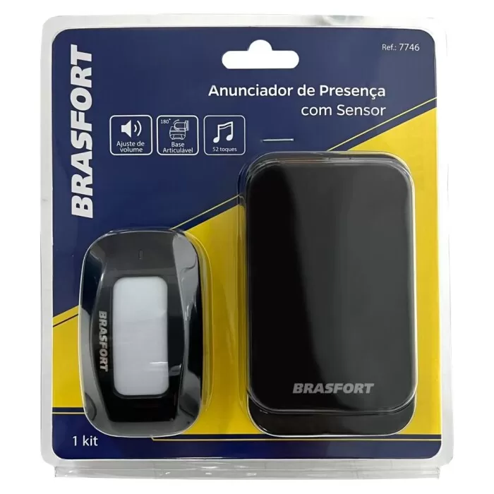 Anunciador Presença C/ Sensor Preta 7746 Brasfort Novo Anunciador Presença C/ Sensor Preta 7746 Brasfort Novo