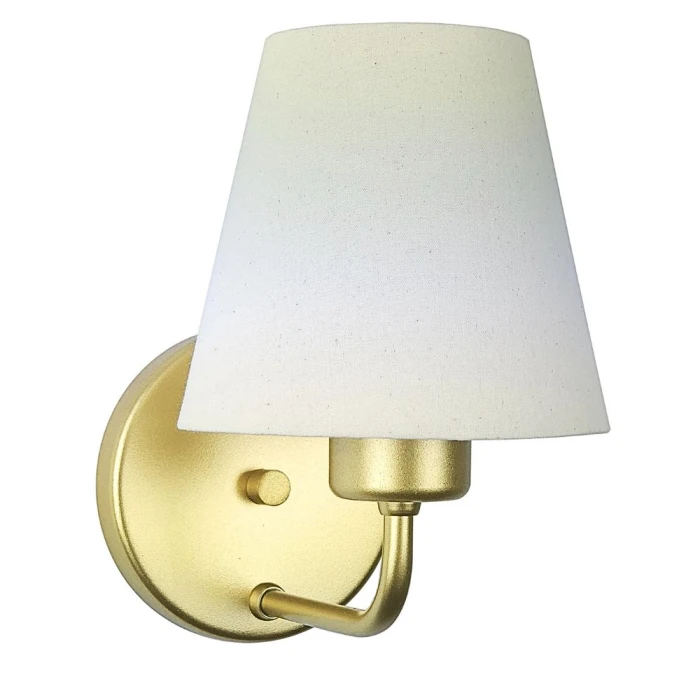 Arandela Dourada 1xE27 Cúpula De Tecido 110/220V
