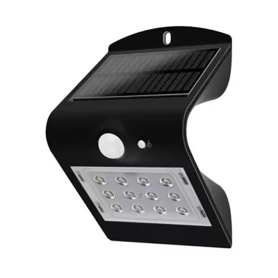 Arandela Solar V Led 1,5W 6500K Ip65 Preta Demi Novo