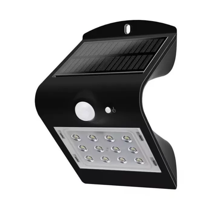 Arandela Solar V Led 1,5W 6500K Ip65 Preta Demi Novo Arandela Solar V Led 1,5W 6500K Ip65 Preta Demi Novo