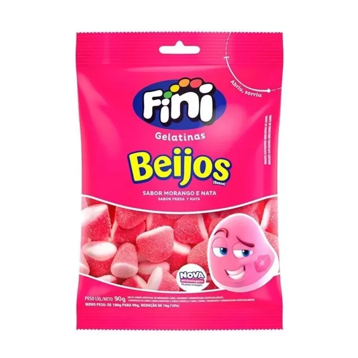 Bala Fini Beijos De Morango 90G