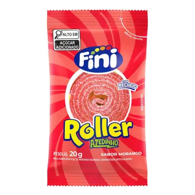 Bala Fini Tiras Roller Morango 20g Unidade Original