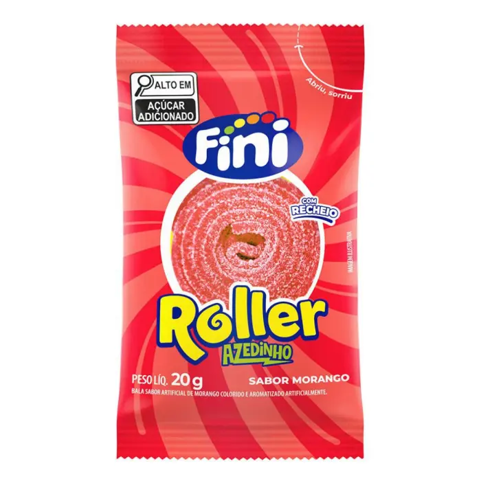 Bala Fini Tiras Roller Morango 20g Unidade Original