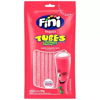 Bala Fini Tubinhos Citricos Morango 80G