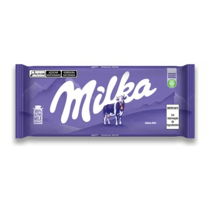 Barra De Chocolate Importada Milka Alpine Ao Leite 90G
