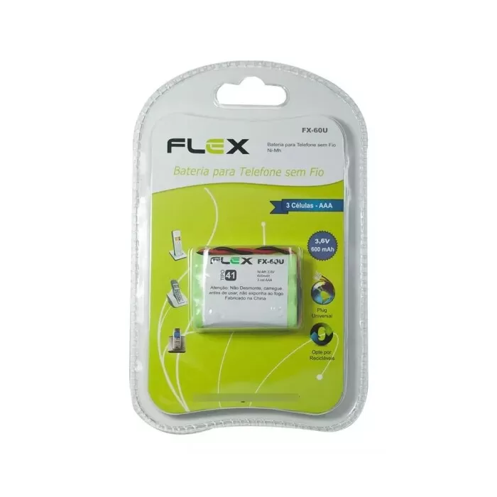 Bateria Para Telefone Sem Fio 3.6V 600MaH Fx-60U Flex Bateria Para Telefone Sem Fio 3.6V 600MaH Fx-60U Flex