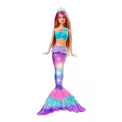 Boneca Fantasy Sereia Luzes Brilhante Hdj36 Barbie Novo