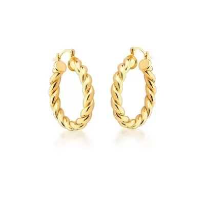 Brinco Banhado Dourado Argola Liso Trancado Novo