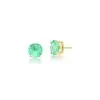 Brinco Banhado Dourado Pedra Verde Claro Redondo Novo Brinco Banhado Dourado Pedra Verde Claro Redondo Novo