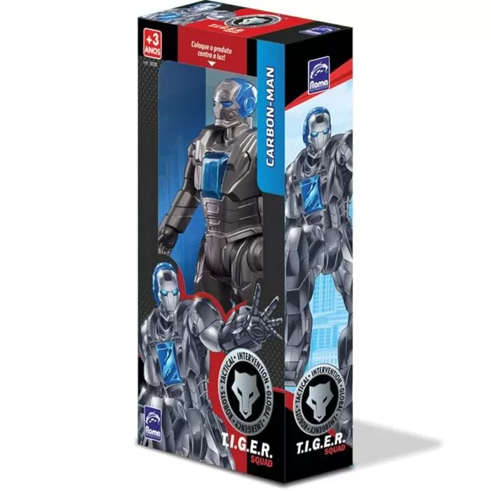 Brinquedo Boneco Carbonman Tiger Squad Preto 0890 Roma Novo