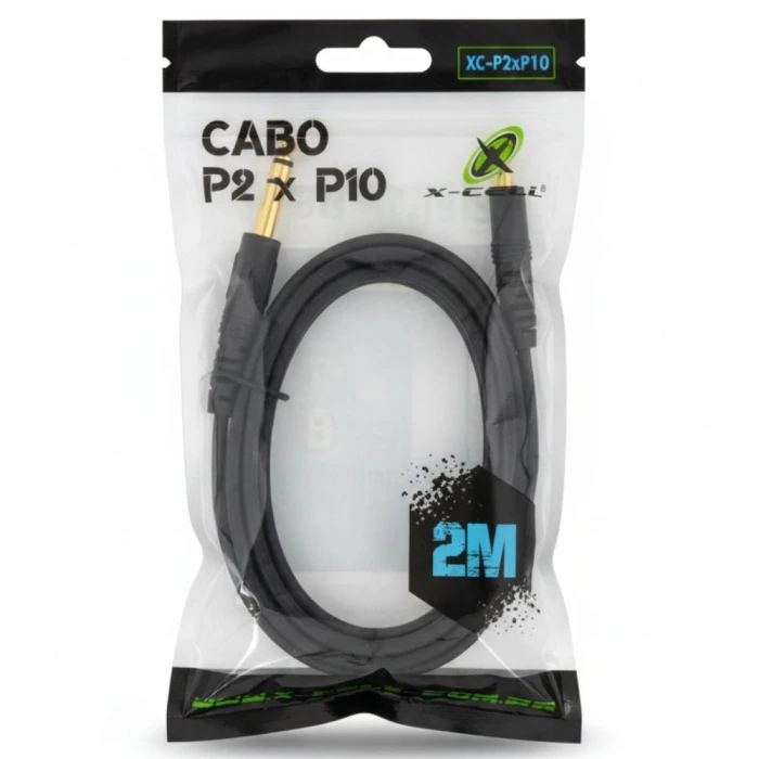 Cabo Adaptador 2 Metros P2 X P10 X-Cell Xc-P2-P10 Cabo Adaptador 2 Metros P2 X P10 X-Cell Xc-P2-P10