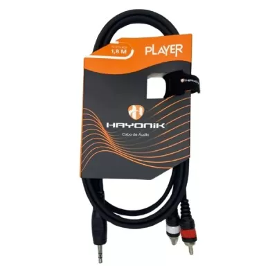 Cabo De Áudio P2 x RCA Player 1.8 Metros Preto Hayonik