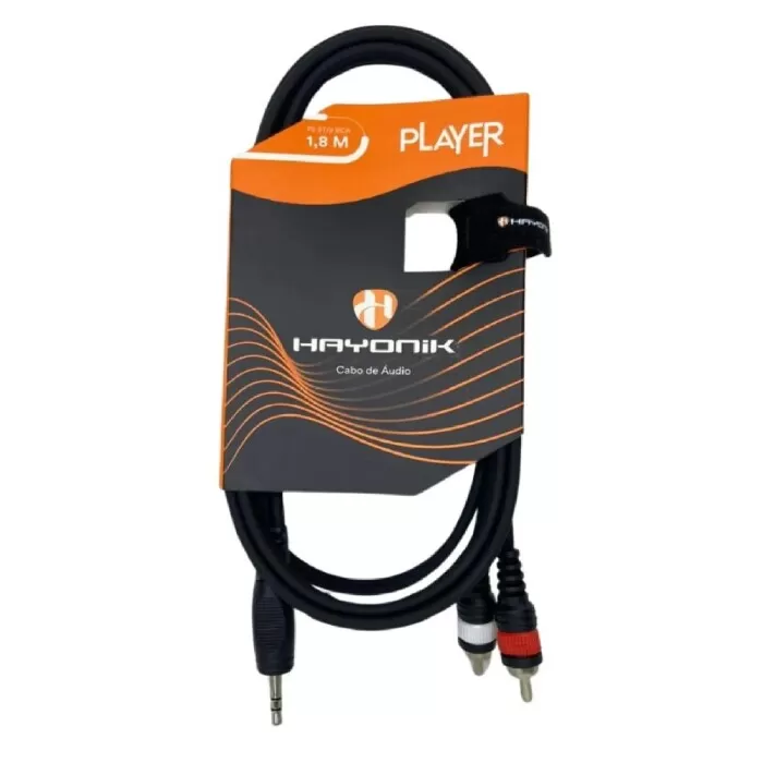 Cabo De Áudio P2 x RCA Player 1.8 Metros Preto Hayonik