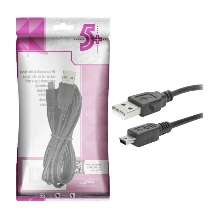 Cabo De Dados Usb 2,0 / Mini Usb V3 Chipsce Novo Cabo De Dados Usb 2,0 / Mini Usb V3 Chipsce Novo