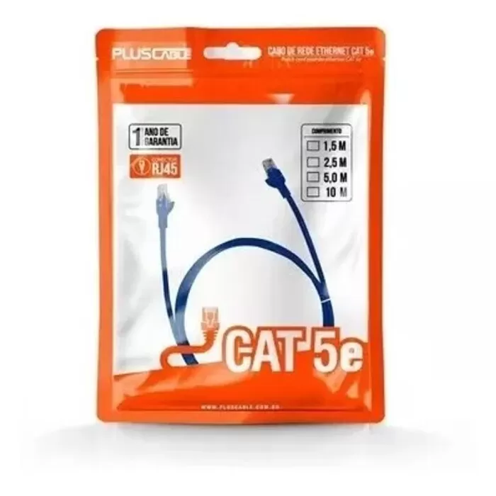 Cabo De Rede Cat5 10M Azul Pluscable Novo
