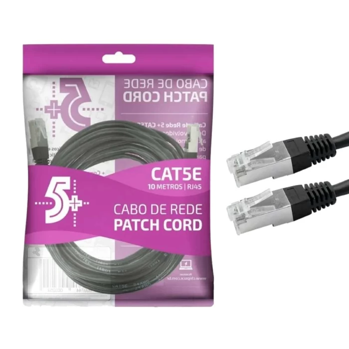 Cabo De Rede Patch Cord Cat5e 10M Preto 018-9919 Chipsce Cabo De Rede Patch Cord Cat5e 10M Preto 018-9919 Chipsce