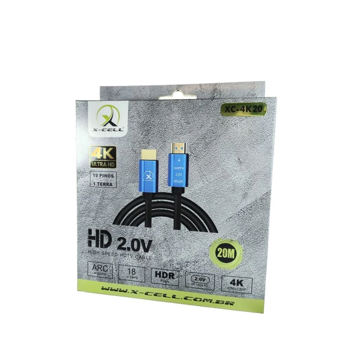 Cabo HDMI 2.0 4K, Ultra HD, 3D, 19 Pinos 20 metro High Speed