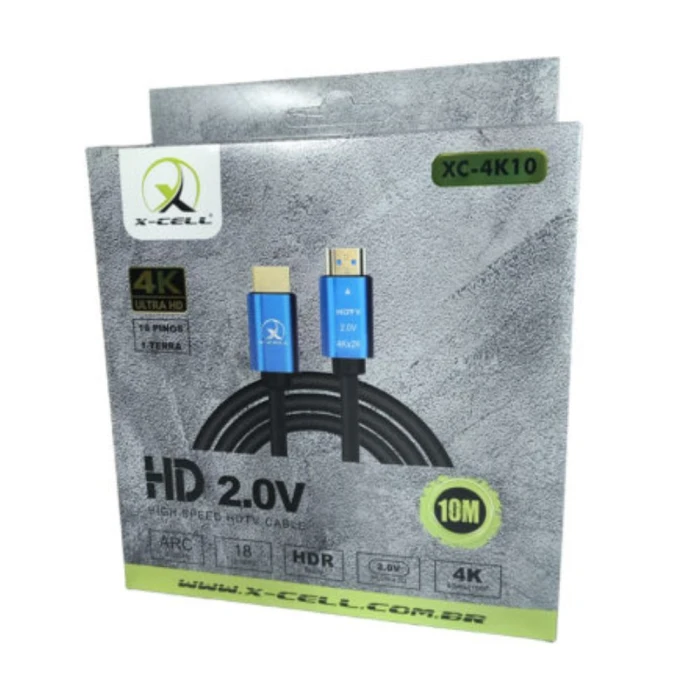 Cabo HDMI 2.0 4k 10m Ultra HD 10 Metros X-CELL High Speed