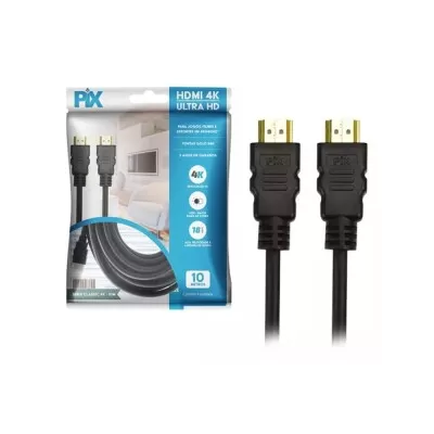Cabo HDMI 4K Ultra HD 2.0 Pontas Gold 10 Metros HDR PIX
