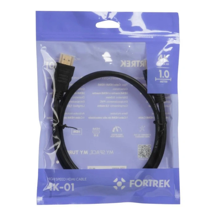Cabo Hdmi 2.0 1 - Metro 4K fortrek - 4K-01 Preto