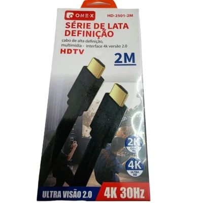 Cabo Hdmi 2.0 4K 2 Metros One-X Hd-2501-2M Alta Velocidade