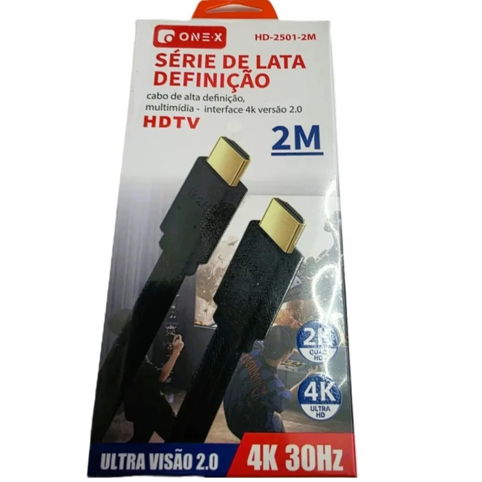 Cabo Hdmi 2.0 4K 2 Metros One-X Hd-2501-2M Alta Velocidade
