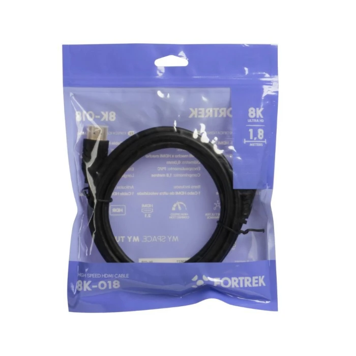 Cabo Hdmi 2.1 8k 1,8 Metros Fortrek 8k-018 Preto