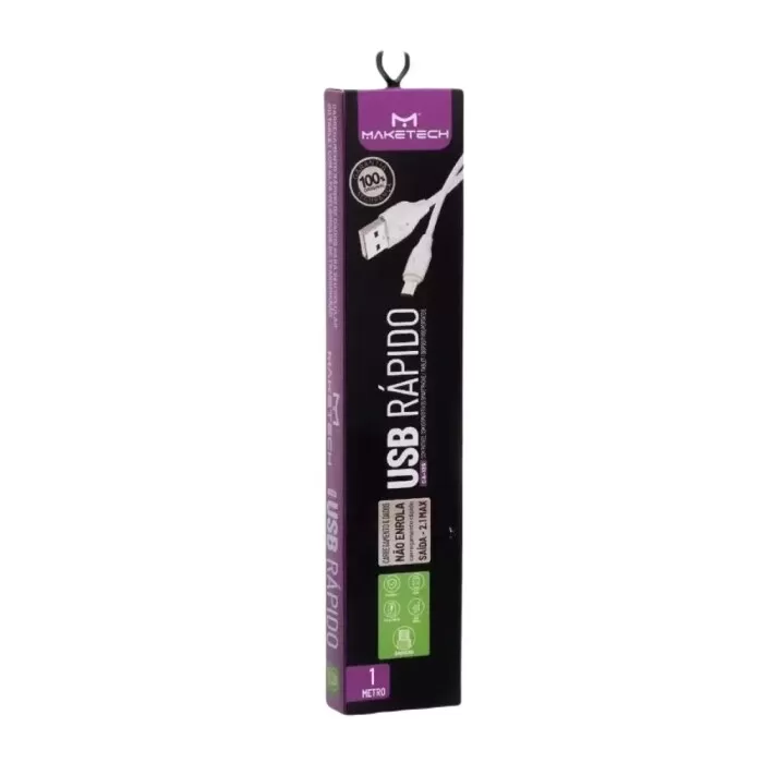 Cabo USB Micro USB 1 Metro Branco CA-125 Maketech