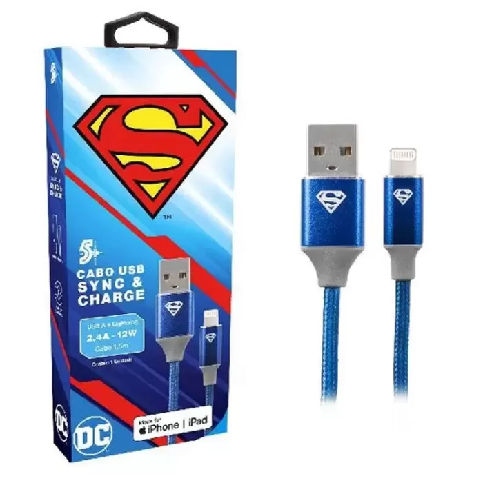 Cabo Usb Para Lightning 1,5M 12W Superman Novo