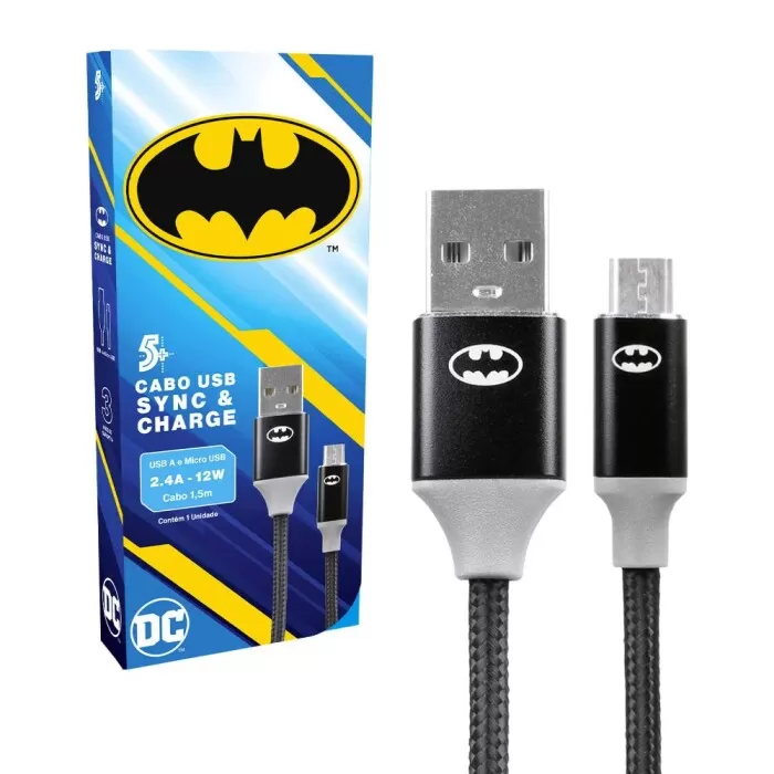 Cabo Usb Para Micro Usb 1,5M 12W Batman Novo