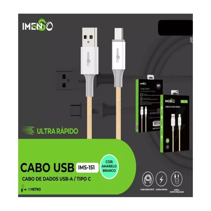 Cabo Usb Para Tipo-C 5A 1 Metro Dourado Ims-151 Imenso