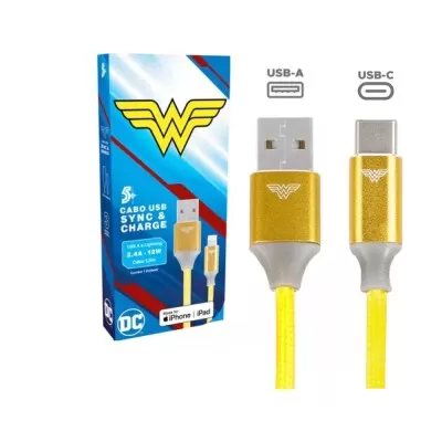 Cabo Usb Para Usb-C 1,5M 12W Mulher Maravilha Novo