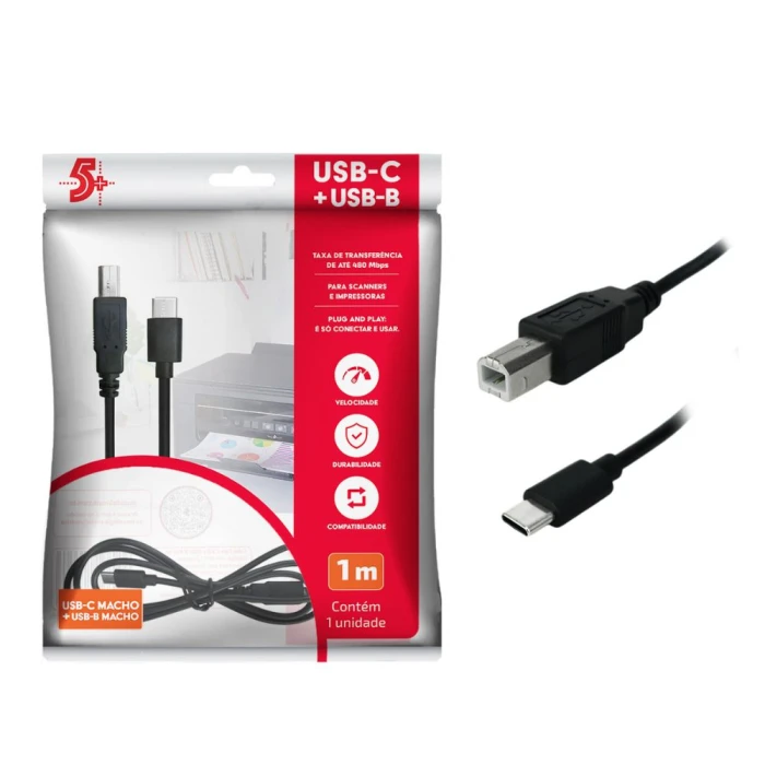Cabo Usb Tipo C 2.0 + Usb B Macho 1m 018-1416 5+ Cabo Usb Tipo C 2.0 + Usb B Macho 1m 018-1416 5+