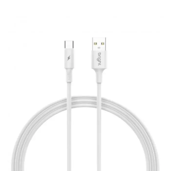 Cabo Usb Tipo C Alta Elasticidade Branco 1m Bright