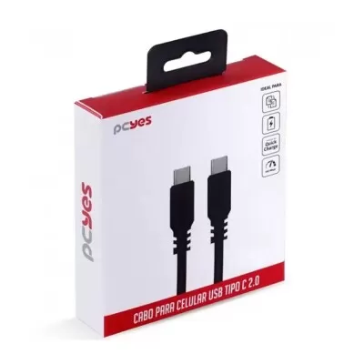 Cabo Usb Tipo-C Para Usb Tipo-C 2.0 1M Preto Pcyes Novo