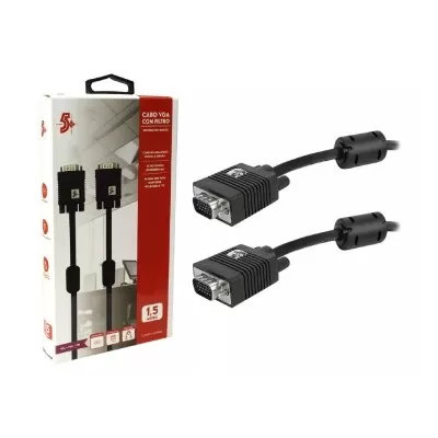 Cabo Vga Macho + Vga Macho 1.5m Com Filtro 5Mais