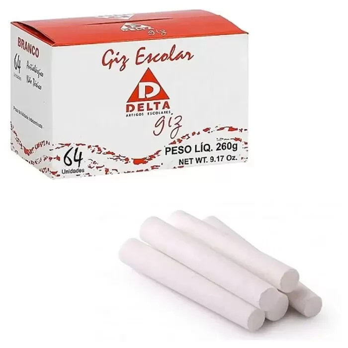 Caixa De Giz Escolar Branco 64 Palitos Novo