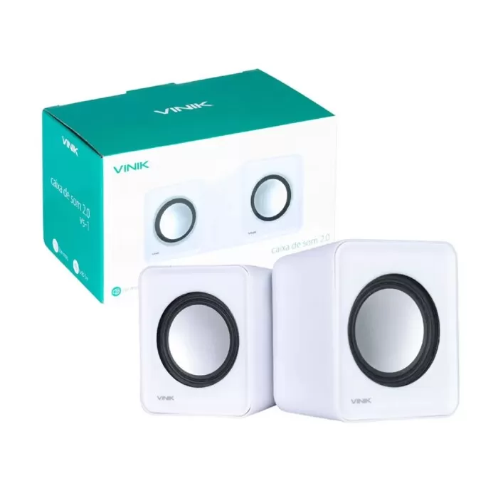 Caixa De Som 2,0 Usb 5V 2X 1W Vs-01B Branca Vinik Novo