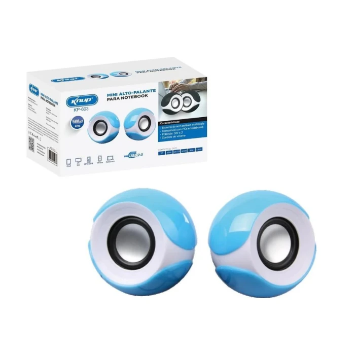 Caixa De Som Para Pc E Notebook 10W Knup Kp-603 Azul