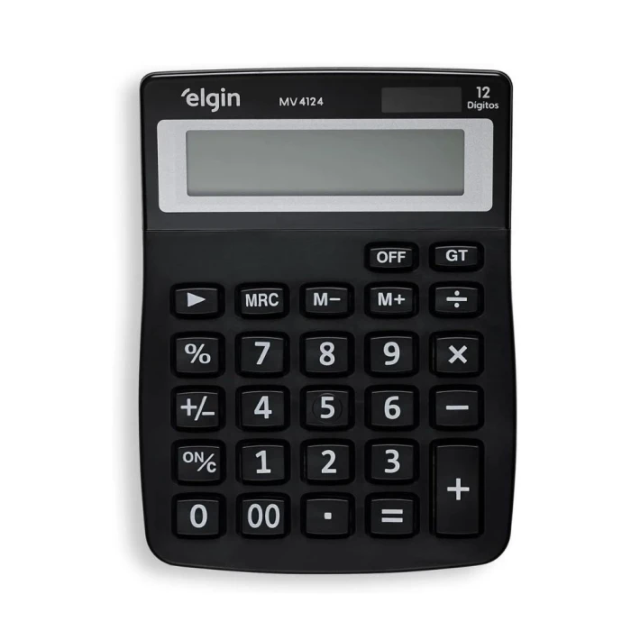 Calculadora De Mesa 12 Dígitos + Bateria Solar Mv-4124 Elgin