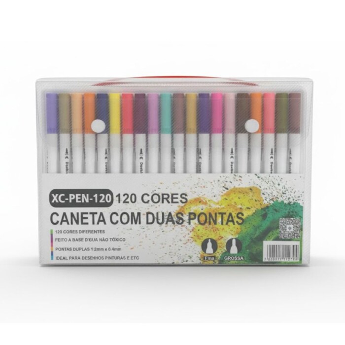 Caneta Marcadora Ponta Dupla X-Cell Xc-Pen-120 Colorida 120un
