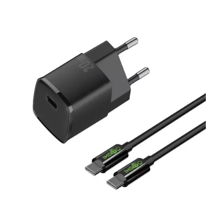 Carregador Rápido Tipo C Para Tipo C 20W Preto Ims-221PC