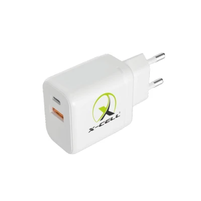 Carregador Turbo 40W 2X Usb C + A Branco Bivolt X-Cell