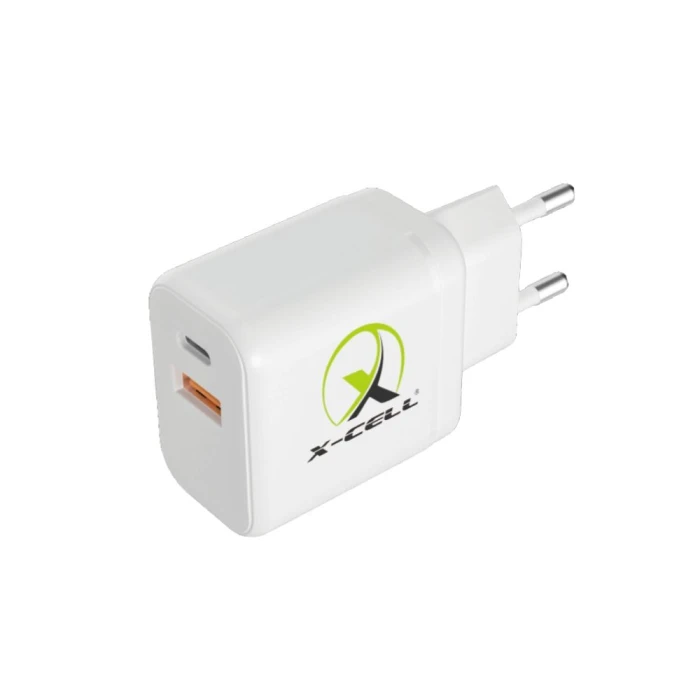 Carregador Turbo 40W 2X Usb C + A Branco Bivolt X-Cell