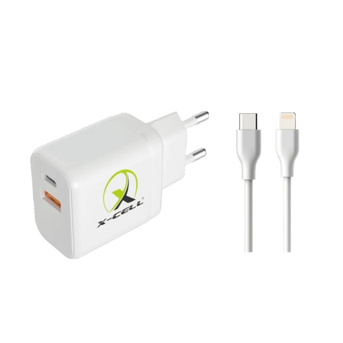 Carregador Turbo Com Cabo Lightning 40W Branco X-Cell