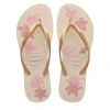 Chinelo Havaianas De Dedo Feminino Bege E Dourado 39/40